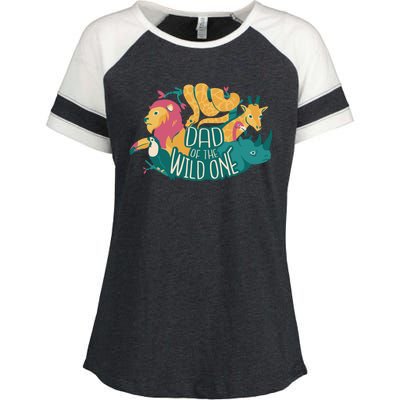 Dad Of The Wild One Birthday Enza Ladies Jersey Colorblock Tee