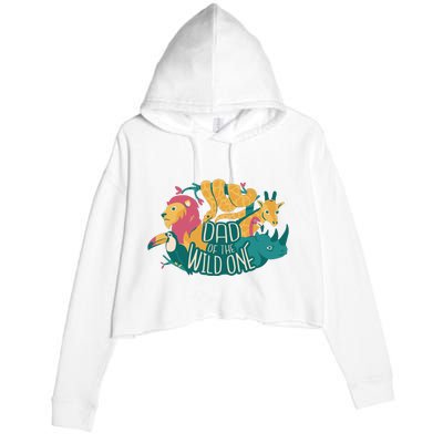 Dad Of The Wild One Birthday Crop Fleece Hoodie