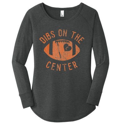 Dibs On The Center Funny Football Wife Girlfriend Love Women's Perfect Tri Tunic Long Sleeve Shirt