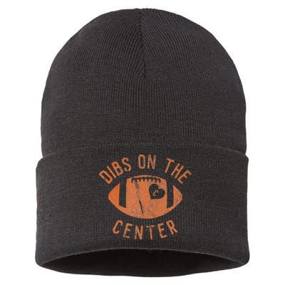 Dibs On The Center Funny Football Wife Girlfriend Love Sustainable Knit Beanie