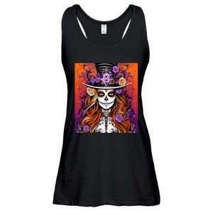 Day of the Dead Sugar Skull Beautiful lady Halloween Ladies Essential Flowy Tank