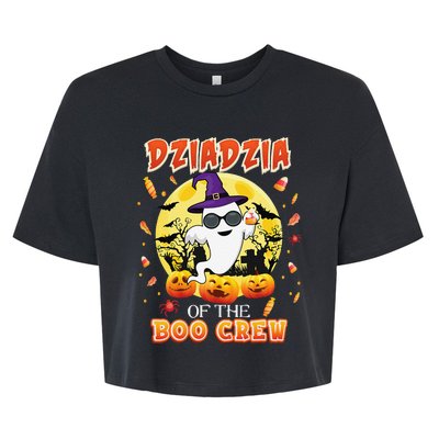 Dziadzia Of The Boo Crew Halloween Cute Ghost Pumpkin Scary Bella+Canvas Jersey Crop Tee