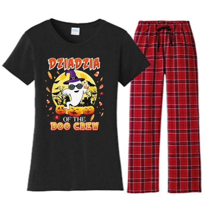 Dziadzia Of The Boo Crew Halloween Cute Ghost Pumpkin Scary Women's Flannel Pajama Set