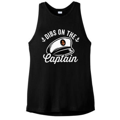 Dibs on The Captain Funny Captain Wife Ladies PosiCharge Tri-Blend Wicking Tank