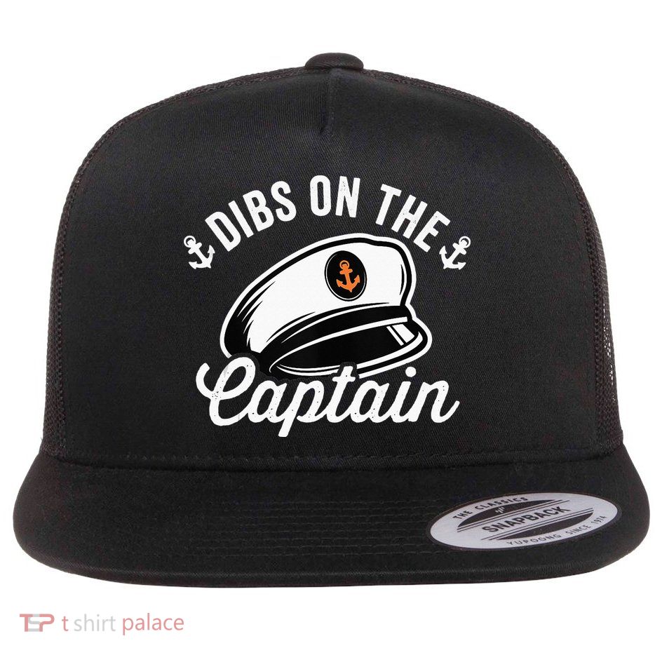 Dibs on The Captain Funny Captain Wife Flat Bill Trucker Hat