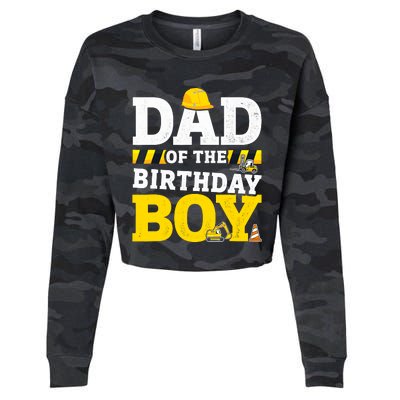 Dad Of The Birthday Boy Matching Family Construction Party Cropped Pullover Crew