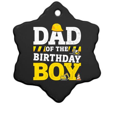 Dad Of The Birthday Boy Matching Family Construction Party Ceramic Star Ornament