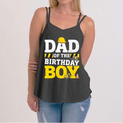 Dad Of The Birthday Boy Matching Family Construction Party Women's Strappy Tank