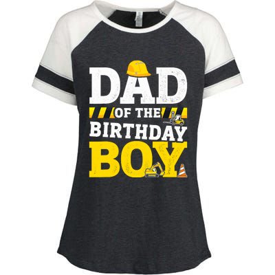 Dad Of The Birthday Boy Matching Family Construction Party Enza Ladies Jersey Colorblock Tee