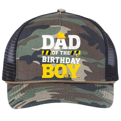 Dad Of The Birthday Boy Matching Family Construction Party Retro Rope Trucker Hat Cap