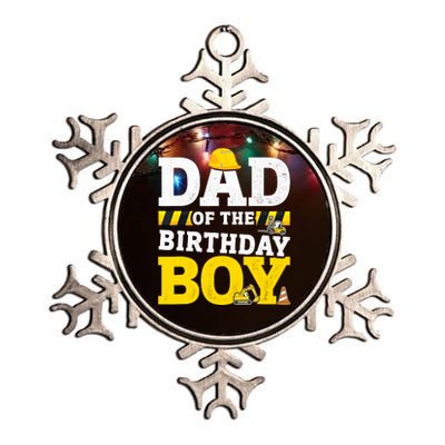 Dad Of The Birthday Boy Matching Family Construction Party Metallic Star Ornament