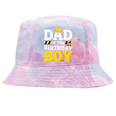 Dad Of The Birthday Boy Matching Family Construction Party Tie-Dyed Bucket Hat