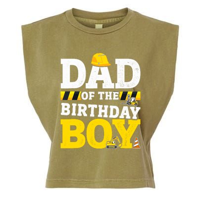 Dad Of The Birthday Boy Matching Family Construction Party Garment-Dyed Women's Muscle Tee