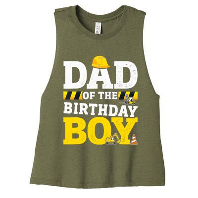 Dad Of The Birthday Boy Matching Family Construction Party Women's Racerback Cropped Tank