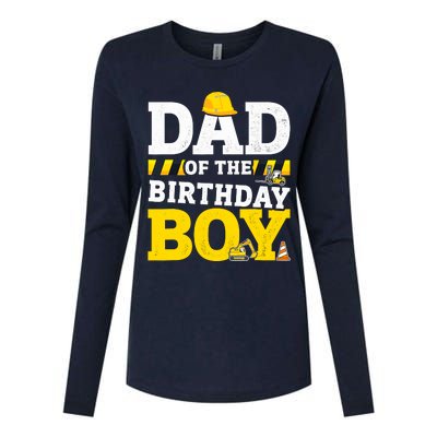 Dad Of The Birthday Boy Matching Family Construction Party Womens Cotton Relaxed Long Sleeve T-Shirt