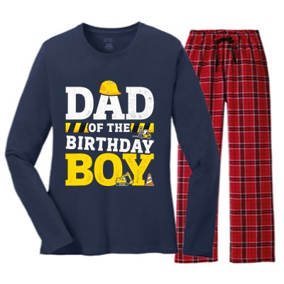 Dad Of The Birthday Boy Matching Family Construction Party Women's Long Sleeve Flannel Pajama Set 