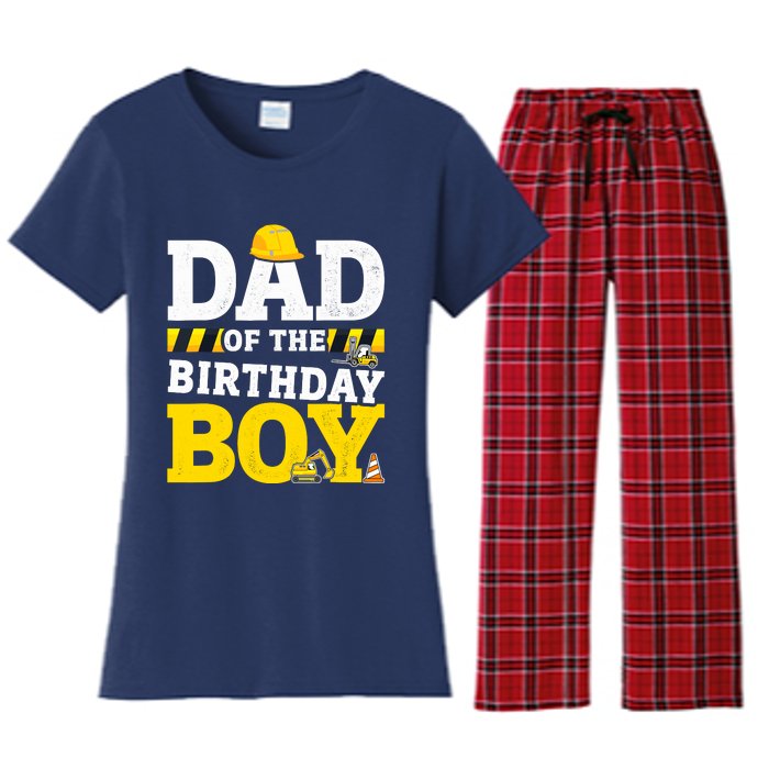 Dad Of The Birthday Boy Matching Family Construction Party Women's Flannel Pajama Set