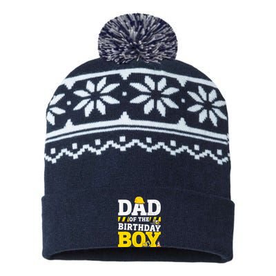 Dad Of The Birthday Boy Matching Family Construction Party USA-Made Snowflake Beanie