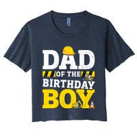 Dad Of The Birthday Boy Matching Family Construction Party Women's Crop Top Tee