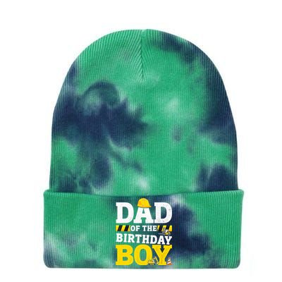 Dad Of The Birthday Boy Matching Family Construction Party Tie Dye 12in Knit Beanie