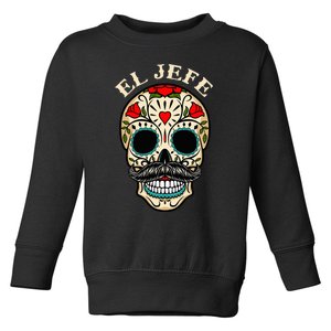 Day Of The Dead Mexico El Jefe Boss Sugar Skull Halloween Toddler Sweatshirt