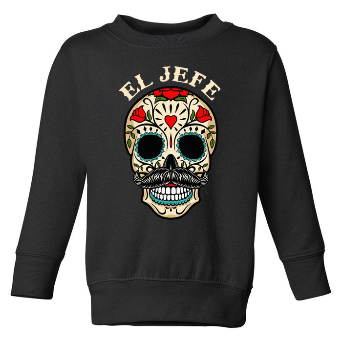 Day Of The Dead Mexico El Jefe Boss Sugar Skull Halloween Toddler Sweatshirt