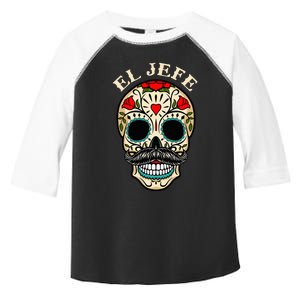 Day Of The Dead Mexico El Jefe Boss Sugar Skull Halloween Toddler Fine Jersey T-Shirt