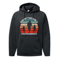 Dad of two Outnumbered Retro 2 Daughters Father's Day Performance Fleece Hoodie