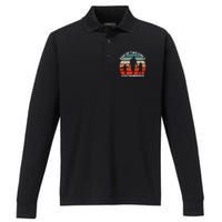 Dad of two Outnumbered Retro 2 Daughters Father's Day Performance Long Sleeve Polo