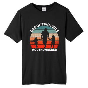 Dad of two Outnumbered Retro 2 Daughters Father's Day Tall Fusion ChromaSoft Performance T-Shirt