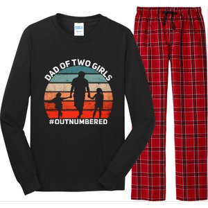 Dad of two Outnumbered Retro 2 Daughters Father's Day Long Sleeve Pajama Set