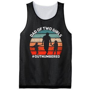 Dad of two Outnumbered Retro 2 Daughters Father's Day Mesh Reversible Basketball Jersey Tank