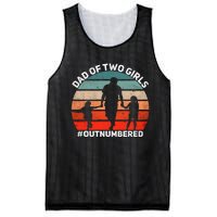 Dad of two Outnumbered Retro 2 Daughters Father's Day Mesh Reversible Basketball Jersey Tank