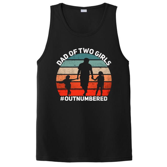 Dad of two Outnumbered Retro 2 Daughters Father's Day PosiCharge Competitor Tank