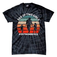 Dad of two Outnumbered Retro 2 Daughters Father's Day Tie-Dye T-Shirt