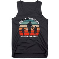 Dad of two Outnumbered Retro 2 Daughters Father's Day Tank Top