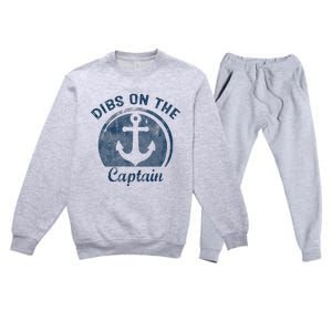 Dibs On The Captain Funny Boating Captain Wife Premium Crewneck Sweatsuit Set