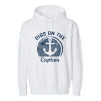 Dibs On The Captain Funny Boating Captain Wife Garment-Dyed Fleece Hoodie