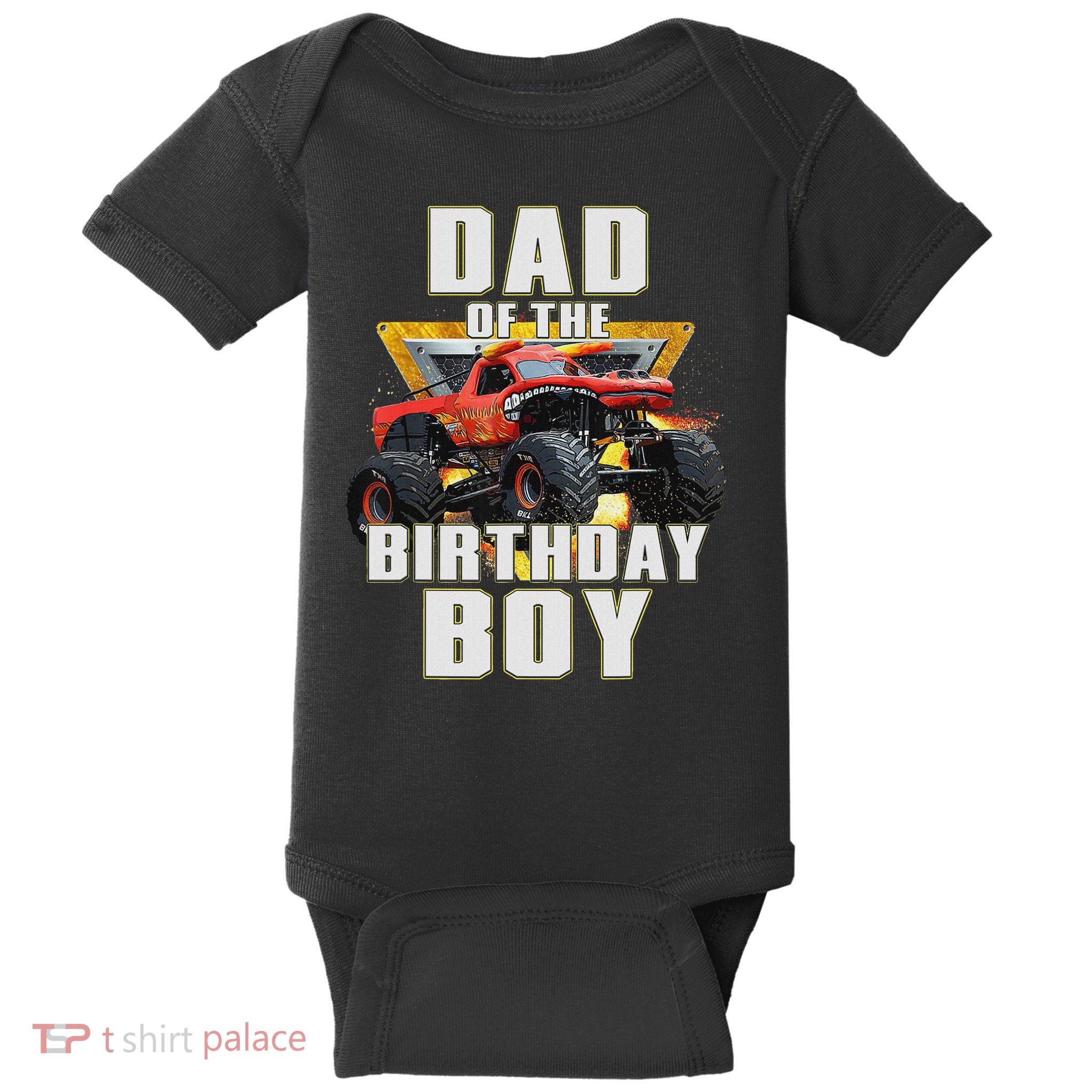 Dad Of The Birthday Boy Monster Truck Birthday Party Baby Bodysuit