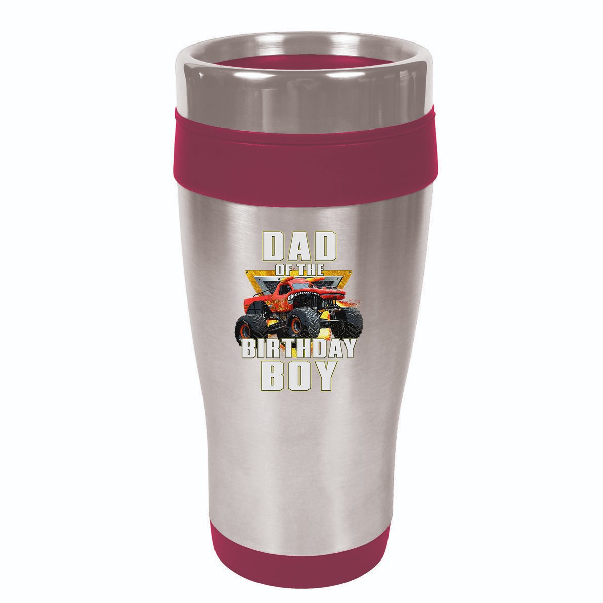 Dad Of The Birthday Boy Monster Truck Birthday Party 16oz Travel Tumbler