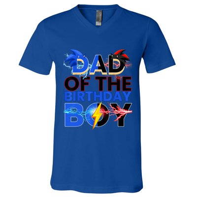 Dad Of The Birthday Boy Hedgehog Family Party Decorations V-Neck T-Shirt