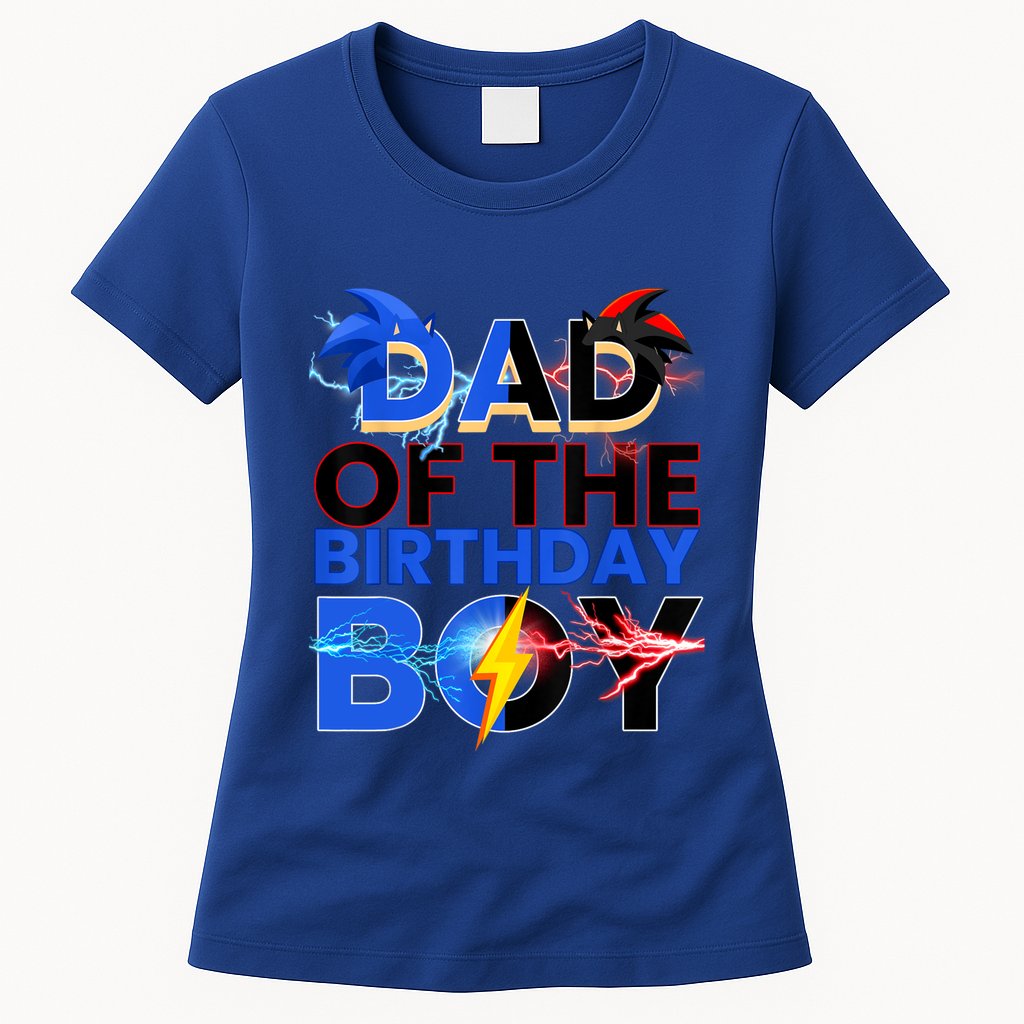 Dad Of The Birthday Boy Hedgehog Family Party Decorations Womens T-Shirt