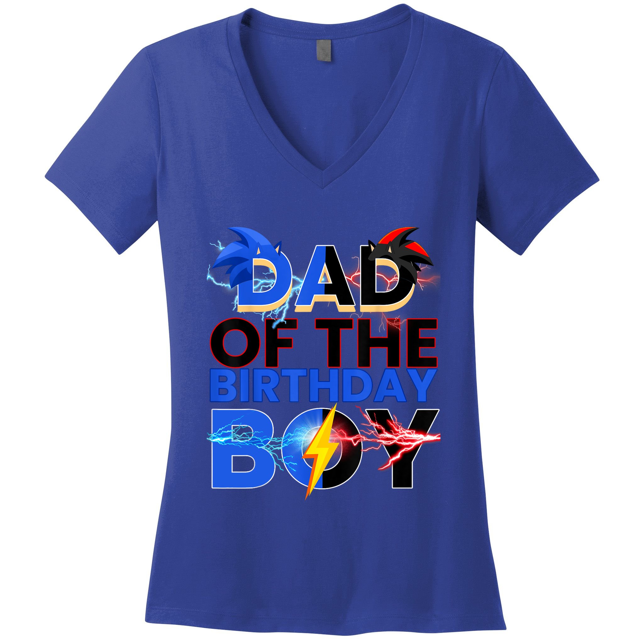 Dad Of The Birthday Boy Hedgehog Family Party Decorations Women's V-Neck T-Shirt