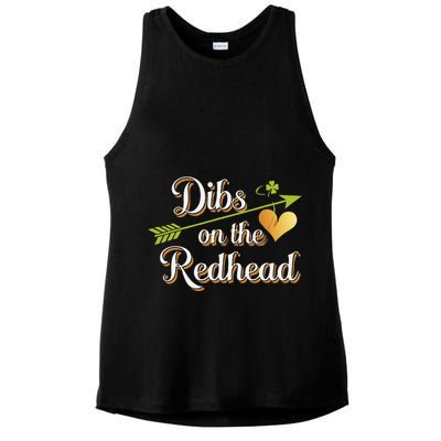 Dibs On The Redhead Funny St Patricks Day Drinking Ladies PosiCharge Tri-Blend Wicking Tank
