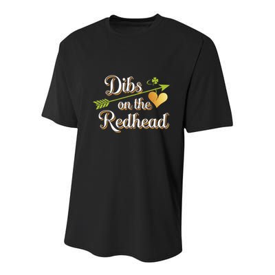 Dibs On The Redhead Funny St Patricks Day Drinking Youth Performance Sprint T-Shirt