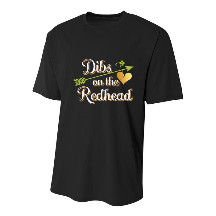 Dibs On The Redhead Funny St Patricks Day Drinking Youth Performance Sprint T-Shirt