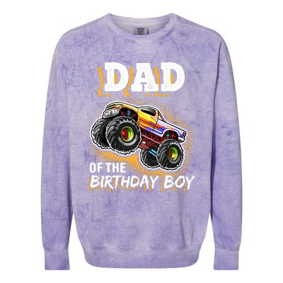 Dad Of The Birthday Boy Monster Truck Birthday Novelty Gift Colorblast Crewneck Sweatshirt