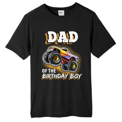 Dad Of The Birthday Boy Monster Truck Birthday Novelty Gift Tall Fusion ChromaSoft Performance T-Shirt