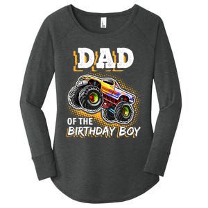 Dad Of The Birthday Boy Monster Truck Birthday Novelty Gift Women's Perfect Tri Tunic Long Sleeve Shirt