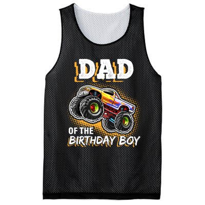 Dad Of The Birthday Boy Monster Truck Birthday Novelty Gift Mesh Reversible Basketball Jersey Tank